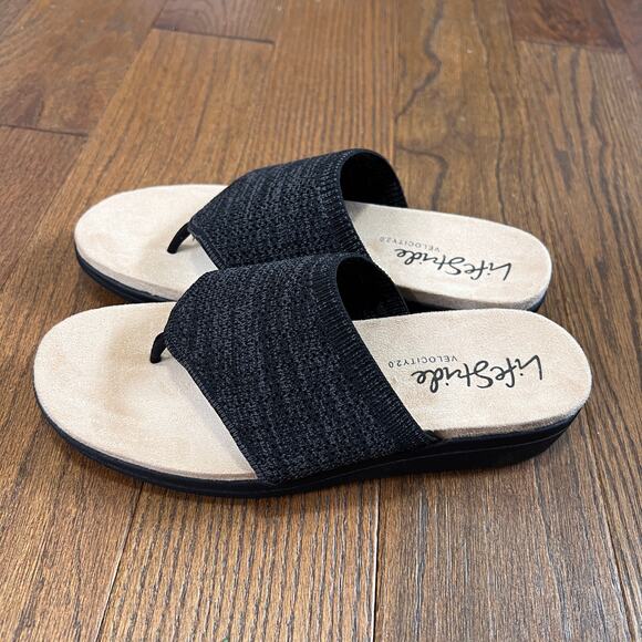 Life Stride Womens Size 6.5 Poolside Gray Flat Slip On Thong Sandal - Picture 4 of 6